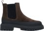 Estro Dames Saddle Brown Chelsea-laarzen gemaakt van echt Italiaans velours en leer - Thumbnail 1