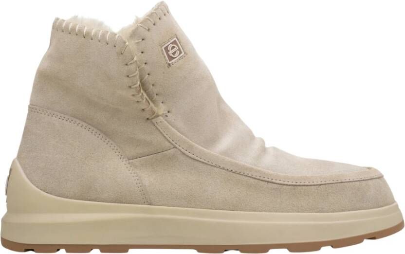 Estro Dames Sand Beige Snowboots met Suède & Echt Bont