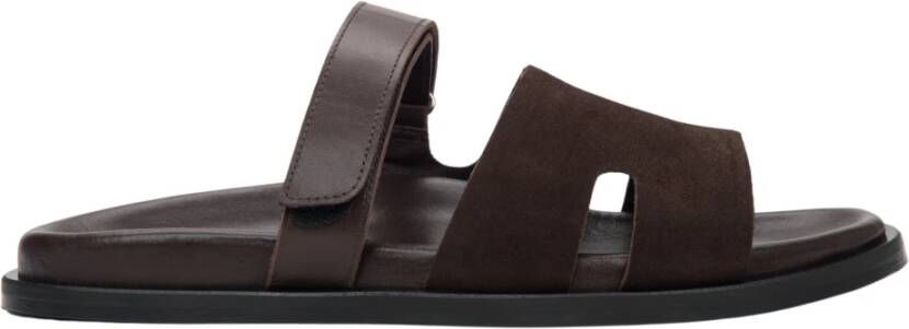 Estro Dames Zadelbruin Velours & Leren Slippers