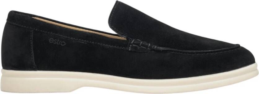 Estro Zwarte velours loafers