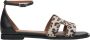 Estro Dames Zwarte Leren Sandalen met Luipaardprint Multicolor Dames - Thumbnail 1