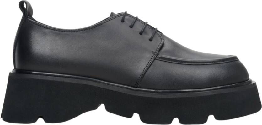 Estro Dames Zwarte Leren Veterschoenen Er00113809 Black Dames