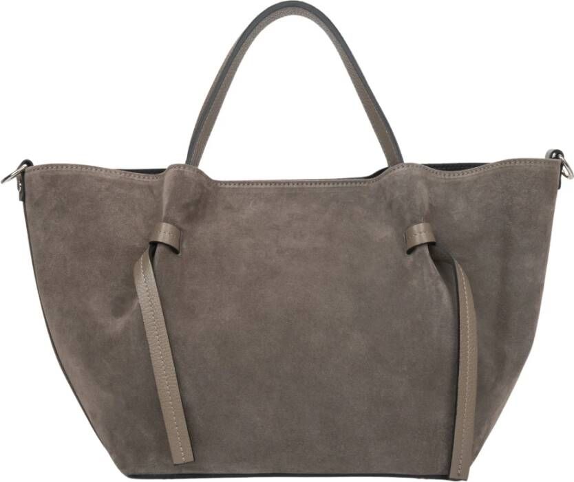 Estro Donkerbeige boot tas voor vrouwen gemaakt van Italiaans echt premium velours