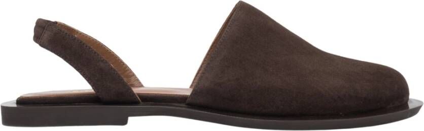 Estro Donkerbruine fluwelen sandalen voor dames met een bedekte teennaad