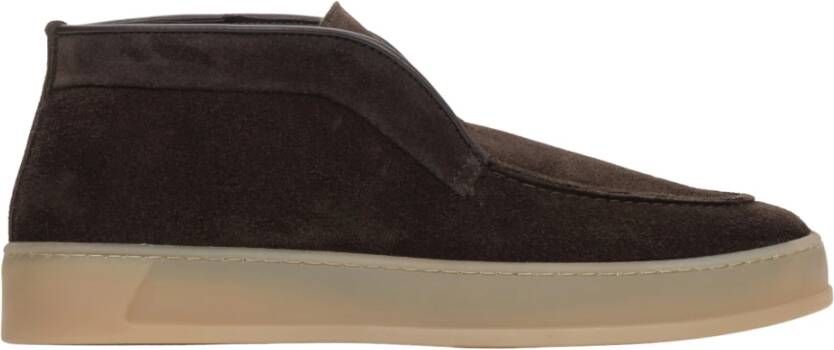 Estro Donkerbruine Hoge Enkellaagse Loafers voor Dames gemaakt van Echt Italiaans Premium Velours