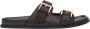 Estro Donkerbruine leren slippers - Thumbnail 1