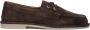 Estro Donkerbruine Loafers van Velours in Nautische Stijl met Vetersluiting - Thumbnail 1