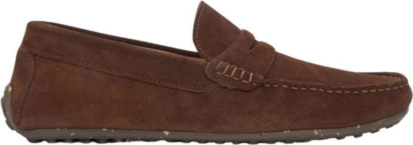 Estro Donkerbruine loafers voor heren gemaakt van echt velours