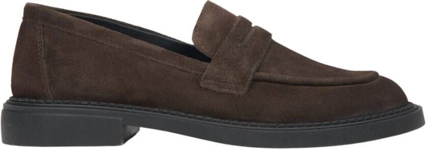 Estro Donkerbruine Penny Loafers voor dames gemaakt van echt velours Brown Dames