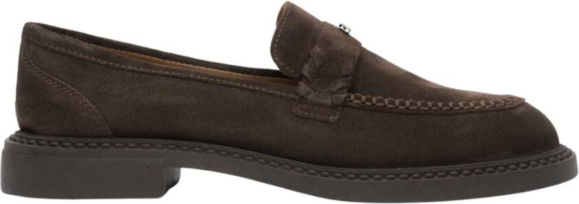Estro Donkerbruine Penny Loafers voor dames gemaakt van Premium Italiaans echt velours