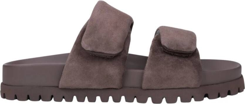Estro Donkerbruine Velours Slippers