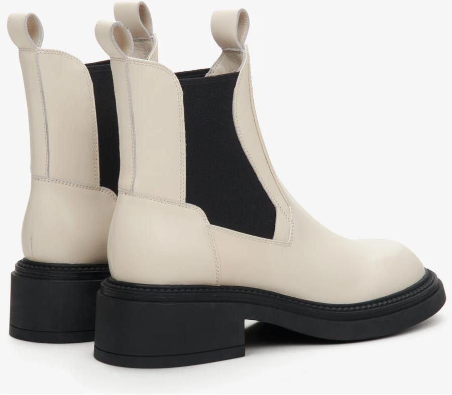 Estro Dames Beige & Zwart Leren Chelsea Laarzen Er00114136 Multicolor Dames