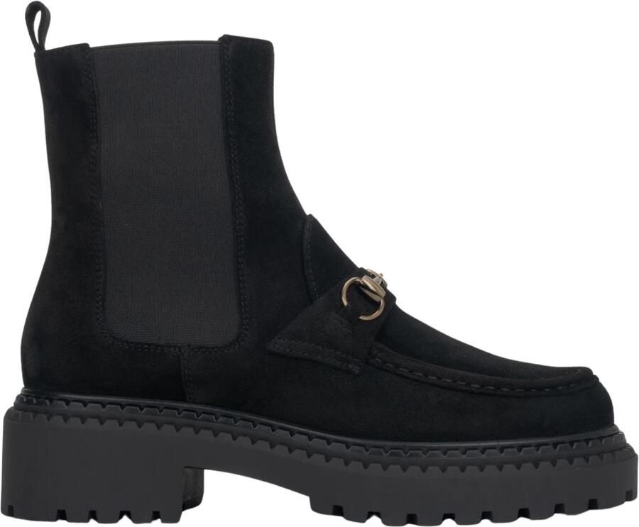 Estro Italiaanse Velours Chelsea Boots met Gouden Gesp