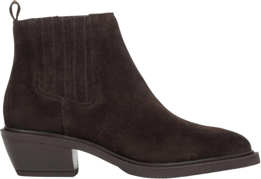 Estro Dames Lage Donkerbruine Cowboy Laarzen gemaakt van Premium Italiaans Echt Velours