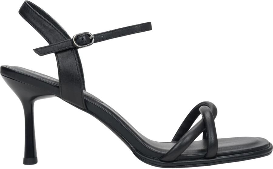 Estro Leren Stiletto Sandalen met Dunne Bandjes