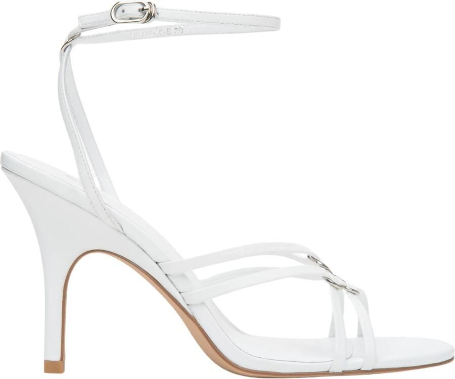 Estro Leren Stiletto Sandalen met Zilveren Details