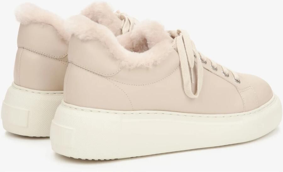 Estro Lichtbeige Low-Top Winter Sneakers met Fur Voering