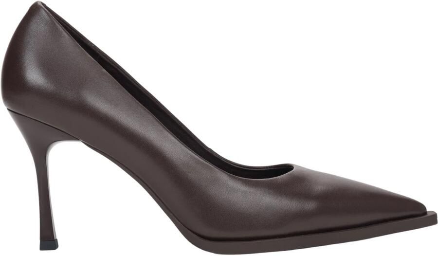 Estro Donkerbruine Echte Leren Pumps met Puntige Neus voor Vrouwen