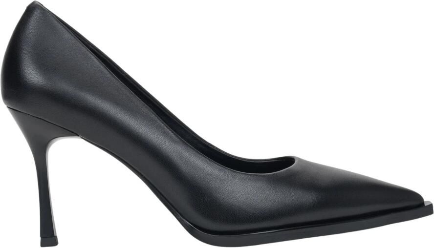 Estro Zwarte Echte Leren Pumps Met Puntige Neus Voor Vrouwen