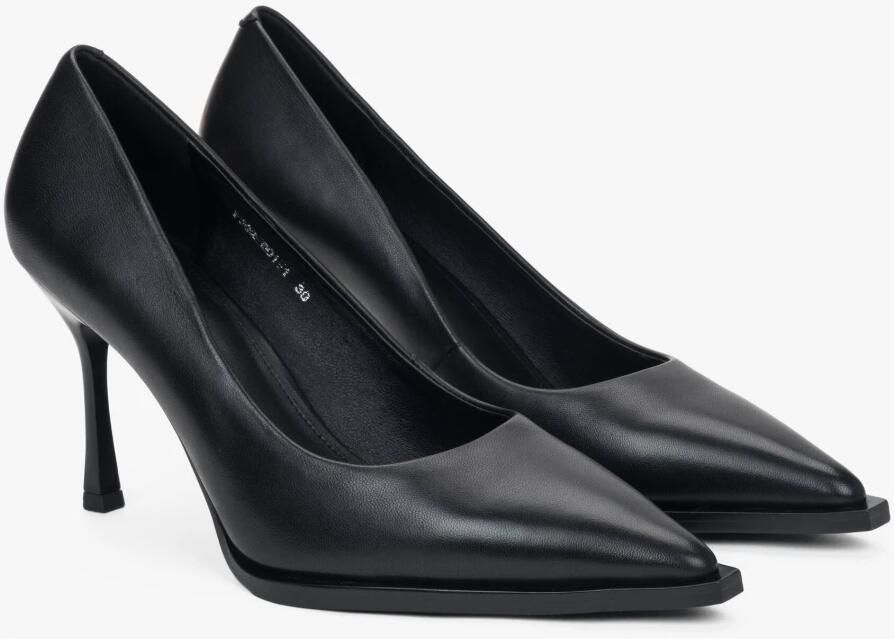 Estro Zwarte Echte Leren Pumps Met Puntige Neus Voor Vrouwen - Foto 2