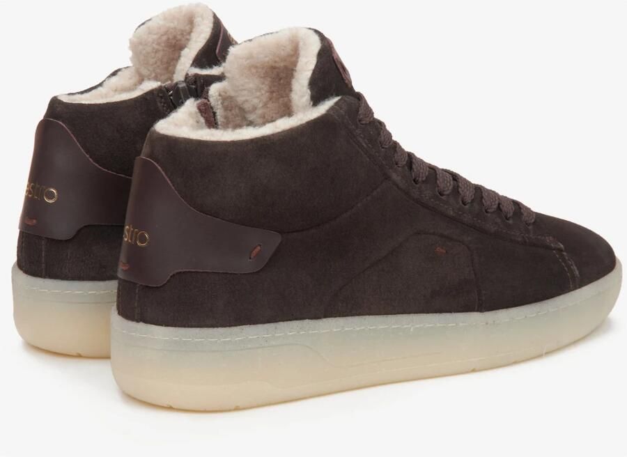 Estro Saddle Brown Italiaanse Velours High-Top Sneakers
