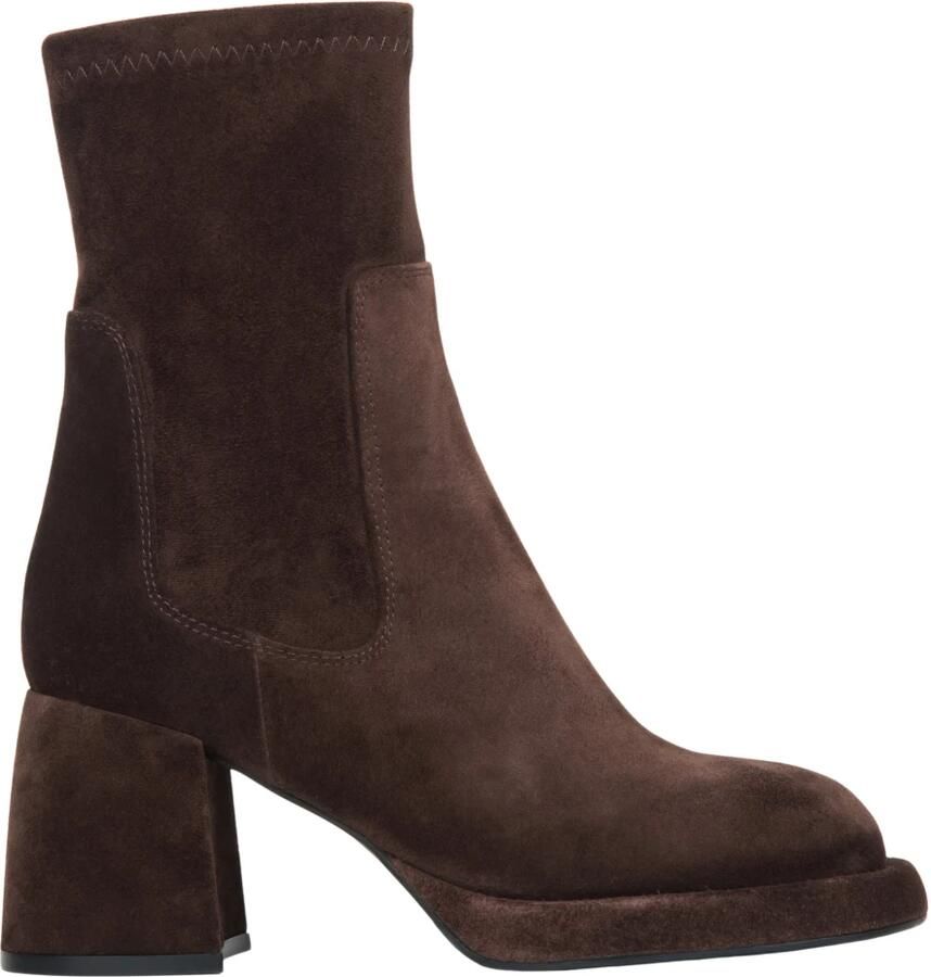 Estro Velours en Stretch Enkelboots met Stabiele Hak