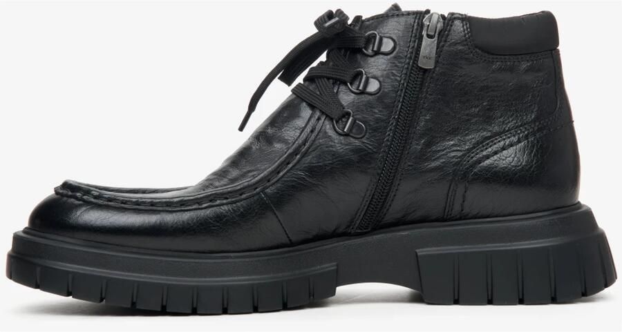 Estro Heren Zwarte Enkellaarzen gemaakt van Echt Leer Er00114069 Black Heren