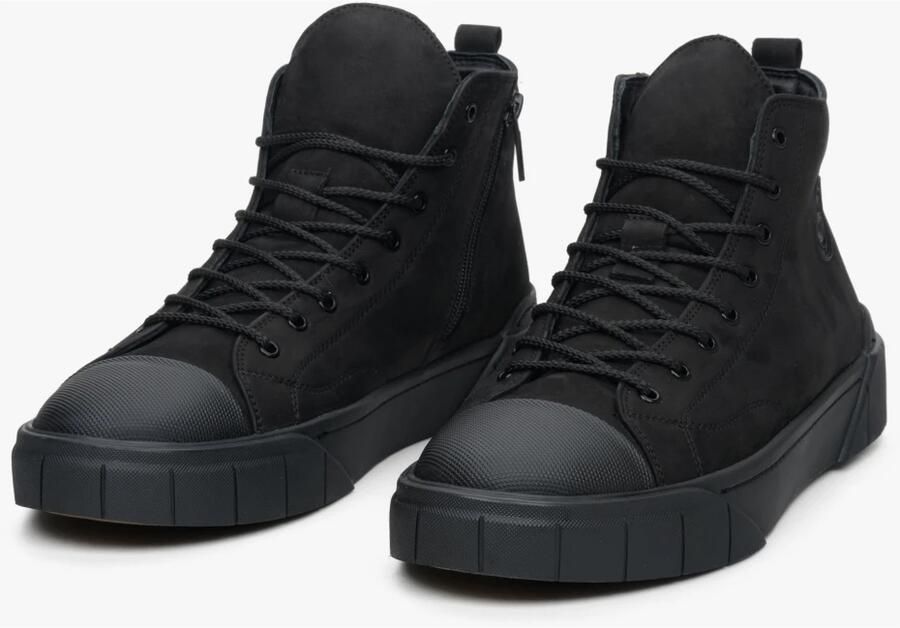 Estro Zwarte Suède Hoge Sneakers voor Mannen voor de Winter met Bontvoering