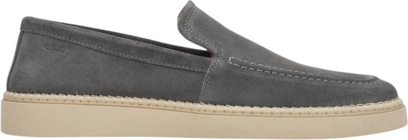 Estro Grijze loafers voor heren gemaakt van premium Italiaans echt velours Gray Heren