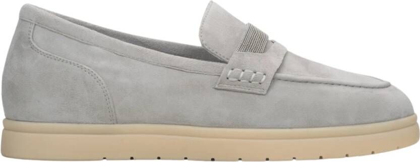 Estro Grijze Mocassins voor Dames gemaakt van Echt Velours Er00115102 Gray Dames