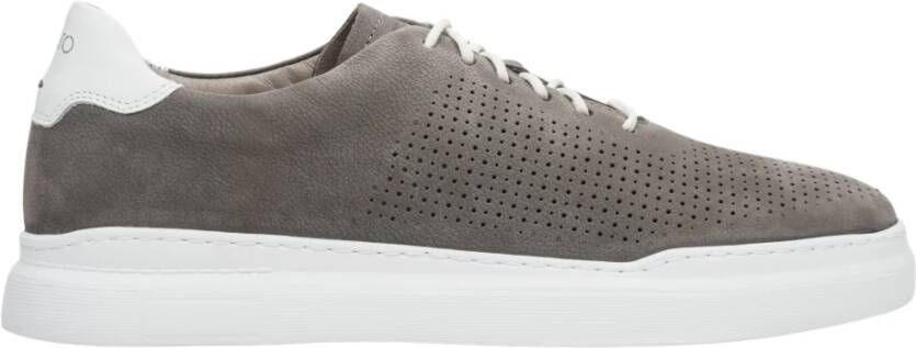Estro Grijze Nubuck Low-Top Sneakers voor de Zomer Gray Heren