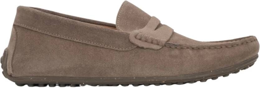 Estro Heren bruine loafers gemaakt van echt velours
