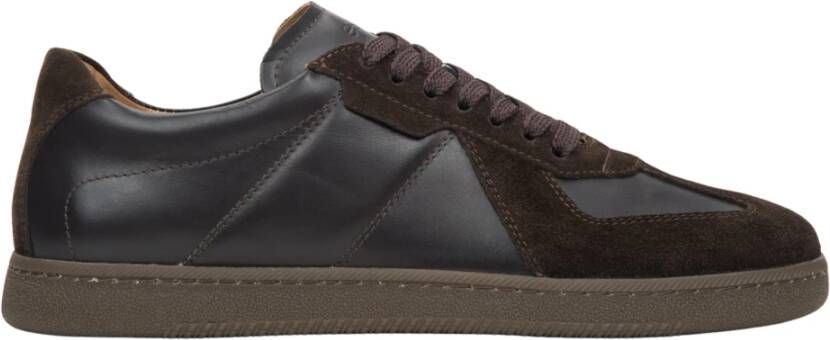 Estro Heren donkerbruine sneakers gemaakt van premium Italiaans echt leer en velours