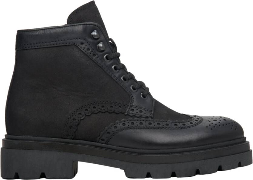 Estro Heren hoge enkellaarsjes voor de winter gemaakt van zwart nubuck Er00114065 Black Heren