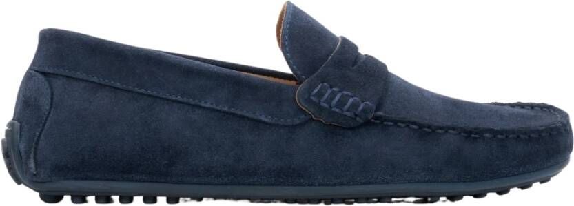 Estro Heren marineblauwe loafers gemaakt van echt velours