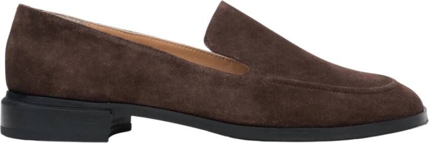 Estro Klassieke Donkerbruine Loafers voor Dames gemaakt van Echt Velours