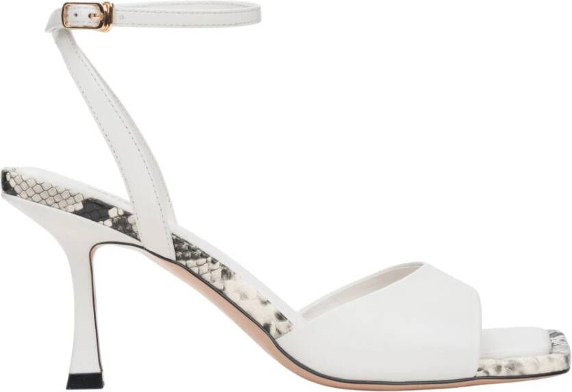 Estro Lichtbeige leren sandalen met hak