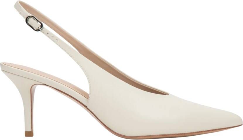 Estro Lichtbeige leren slingback pumps