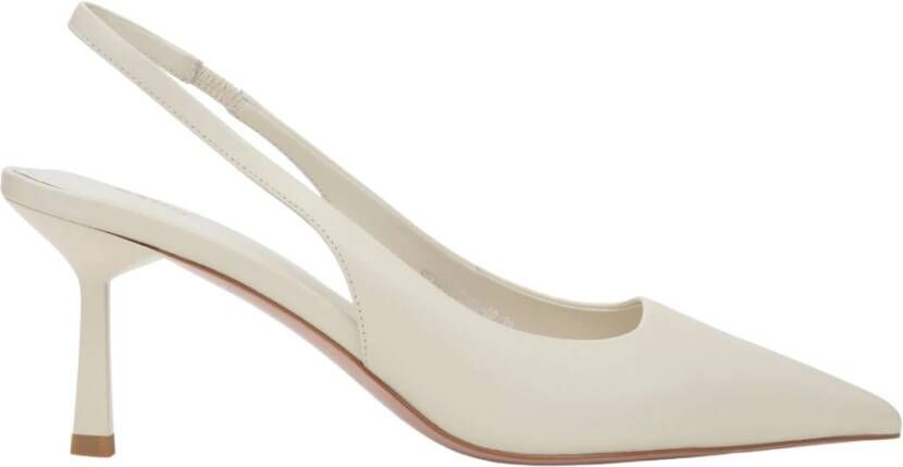 Estro Lichtbeige Leren Slingback Pumps met Hoge Hak