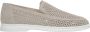 Estro Lichtbeige Loafers voor Dames gemaakt van Premium Italiaans Echt Velours met Perforatie - Thumbnail 1