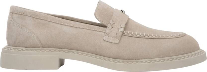 Estro Lichtbeige Penny Loafers voor dames gemaakt van Premium Italiaans echt velours
