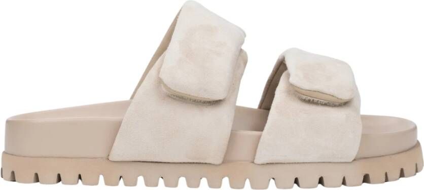 Estro Lichtbeige Velours Slippers