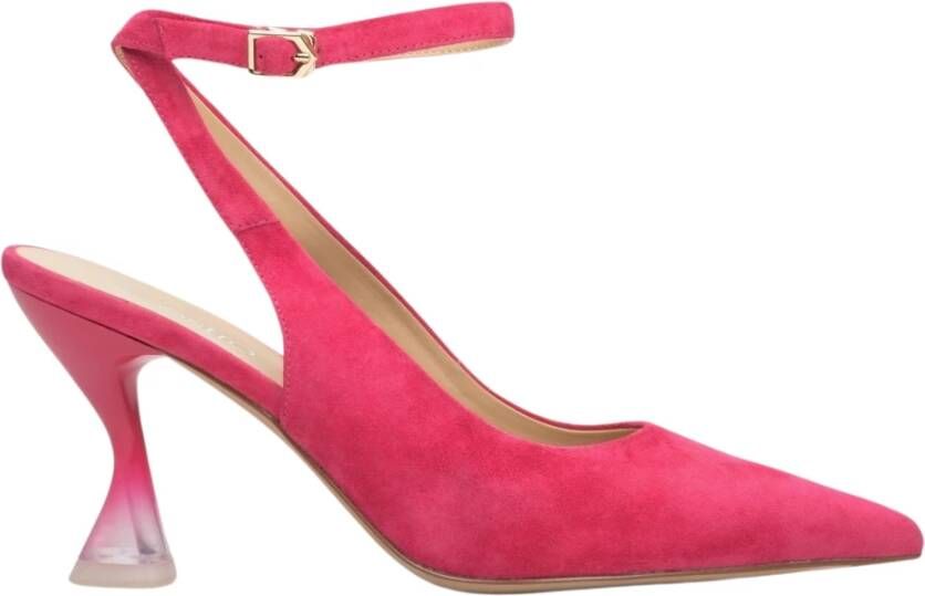 Estro Roze Velours Slingback Pumps met Trechterhak Er00113218 Pink Dames