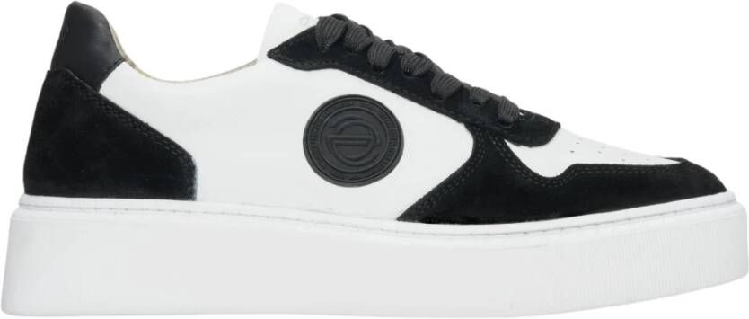 Estro Zwart & Witte Leren & Velours Sneakers