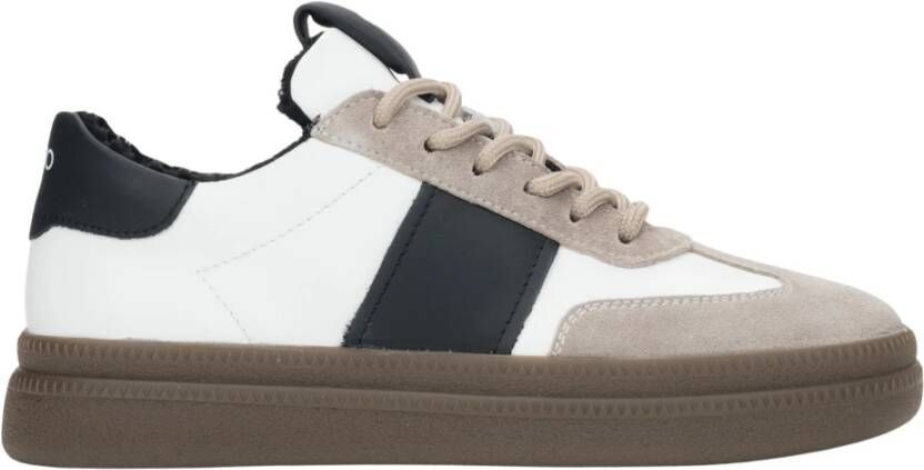 Estro Witte & Grijze Winter Lage Sneakers voor Vrouwen met Bontvoering White Dames