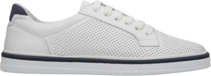 Estro Witte Geperforeerde Heren Leren Sneakers voor de Zomer Er00111305 White Heren