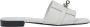 Estro Witte Slide Sandalen met Zilveren Versiering - Thumbnail 1