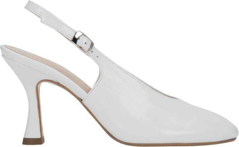 Estro Witte slingback pumps voor dames gemaakt van echt Italiaans patentleer