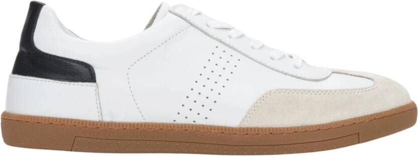 Estro Witte sneakers voor heren gemaakt van echt leer en velours