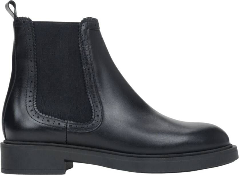 Estro Zwarte Chelsea-laarzen voor dames van hoogwaardig Italiaans leer